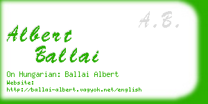 albert ballai business card